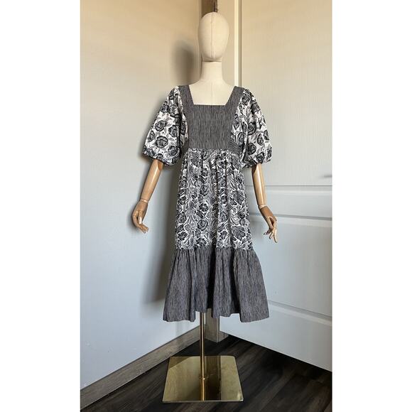ANTHROPOLOGIE Bloomingprint Dress Size 8 Adrienne Flounced Midi Floral Pockets - Picture 5 of 16